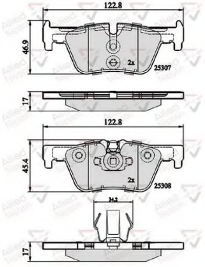 Комплект тормозных колодок, дисковый тормоз ANL Braking COMLINE