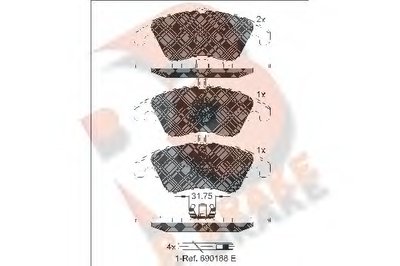 Комплект тормозных колодок, дисковый тормоз R BRAKE