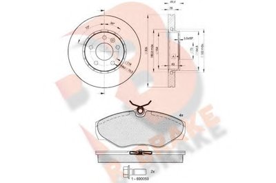 Комплект тормозов, дисковый тормозной механизм R BRAKE