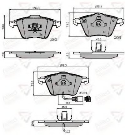 Комплект тормозных колодок, дисковый тормоз ANL Braking COMLINE
