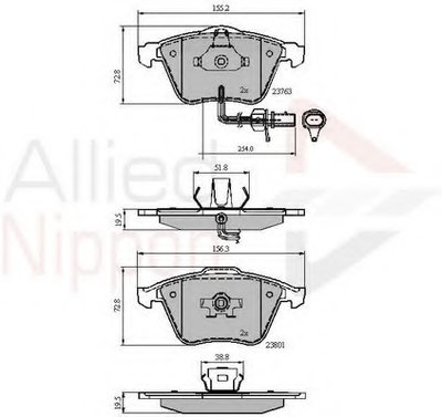 Комплект тормозных колодок, дисковый тормоз ANL Braking COMLINE