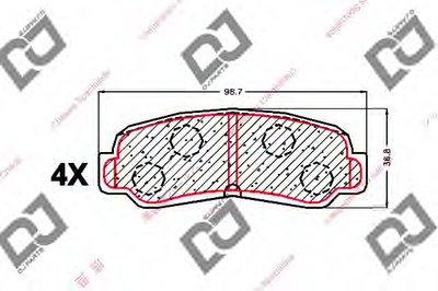 Комплект тормозных колодок, дисковый тормоз DJ PARTS