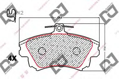 Комплект тормозных колодок, дисковый тормоз DJ PARTS