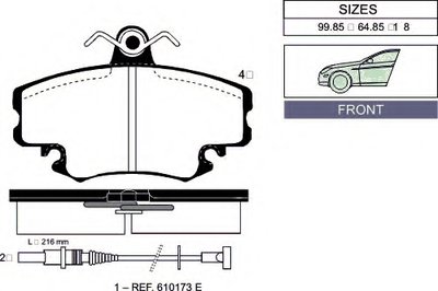 Комплект тормозных колодок, дисковый тормоз Front brake pads for RENAULT/PEUGEOT/DACIA GOODWILL