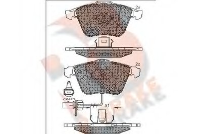 Комплект тормозных колодок, дисковый тормоз R BRAKE