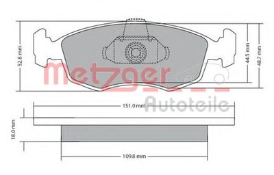 Комплект тормозных колодок, дисковый тормоз METZGER