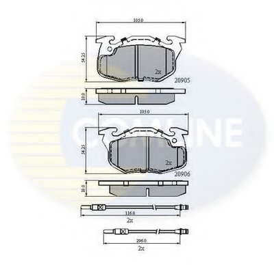 Комплект тормозных колодок, дисковый тормоз Comline COMLINE