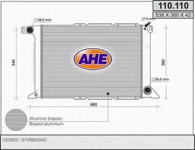 Радиатор, охлаждение двигателя AHE купить